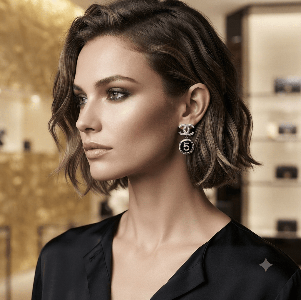 Elegant classic fashion earrings gold tone pearl crystal women jewelry Angelique Boutique