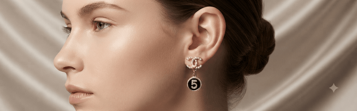 Elegant classic fashion earrings gold tone pearl crystal women jewelry Angelique Boutique