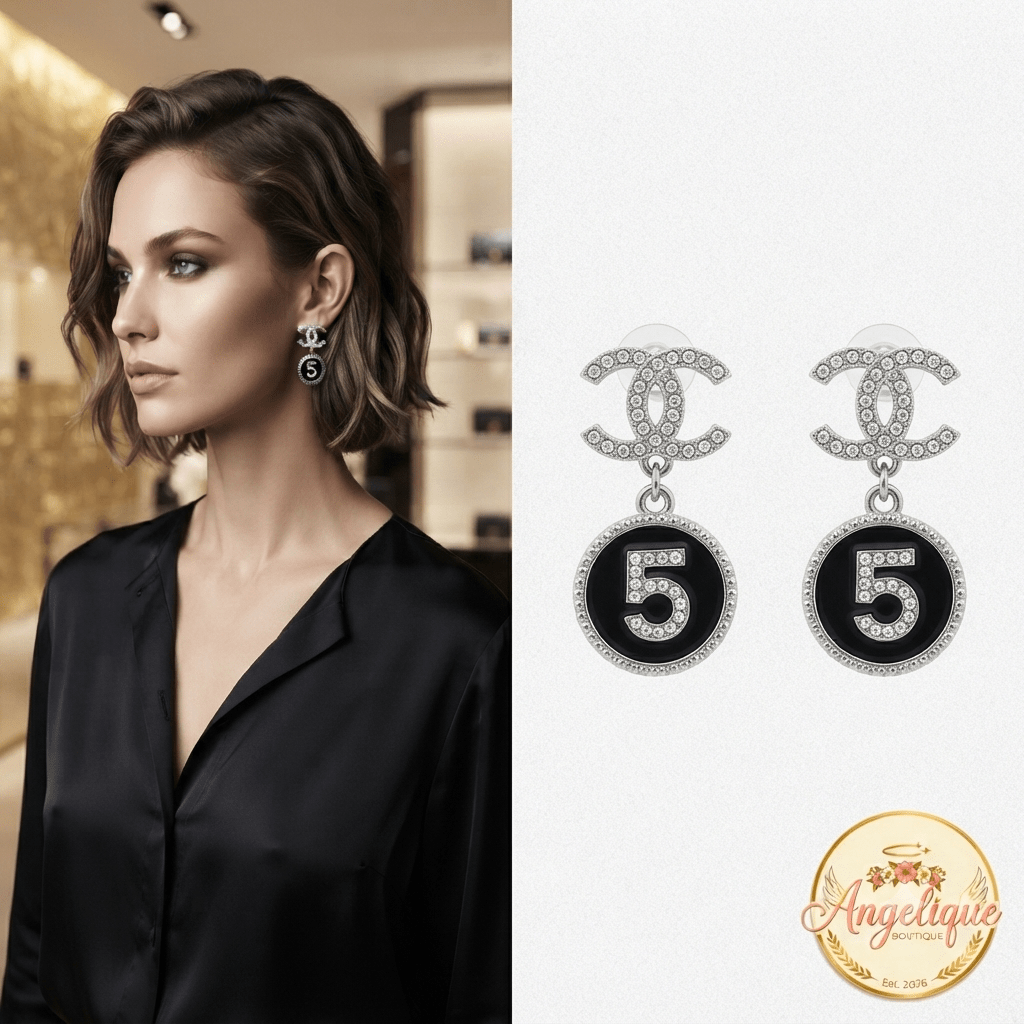 Elegant classic fashion earrings gold tone pearl crystal women jewelry Angelique Boutique