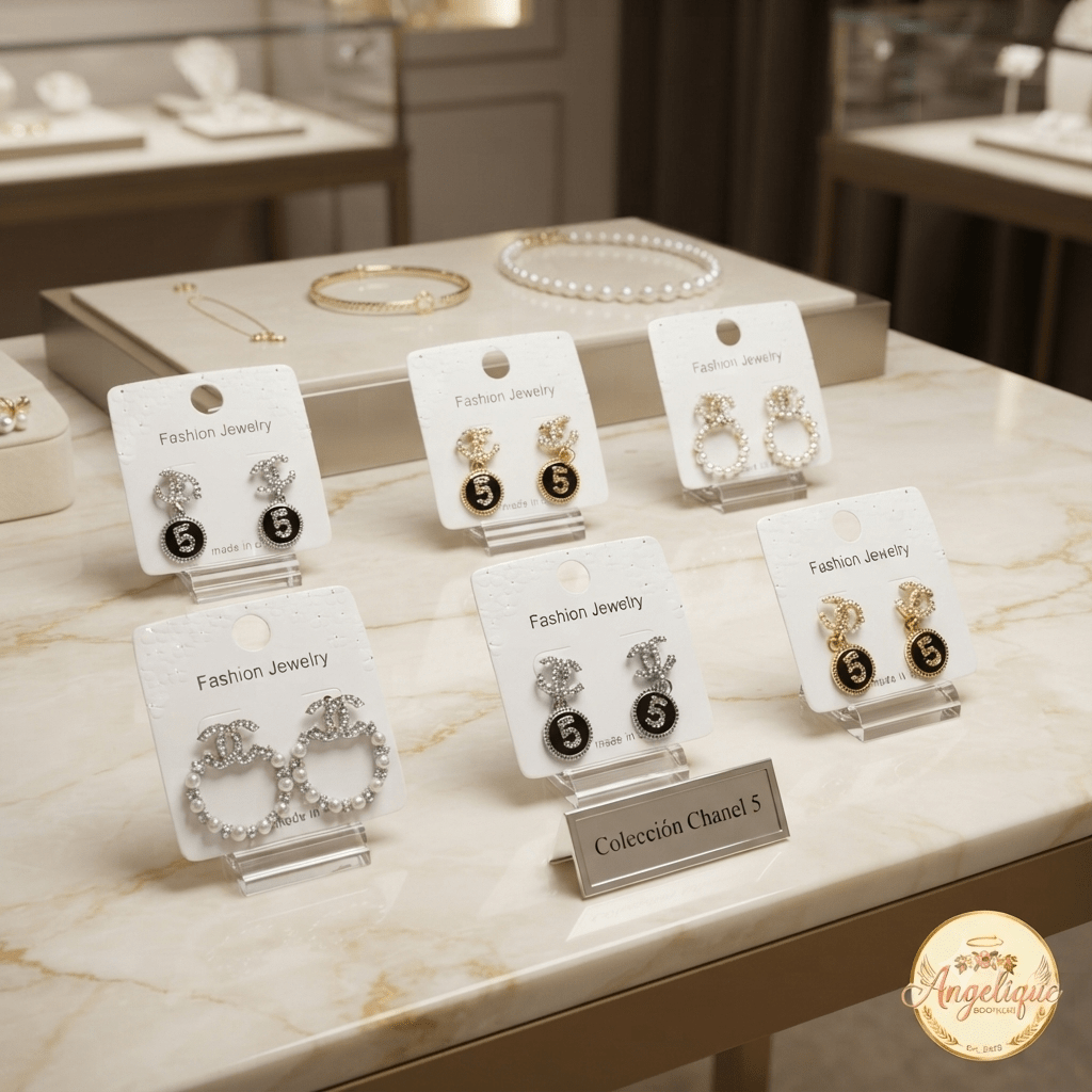 Elegant classic fashion earrings gold tone pearl crystal women jewelry Angelique Boutique