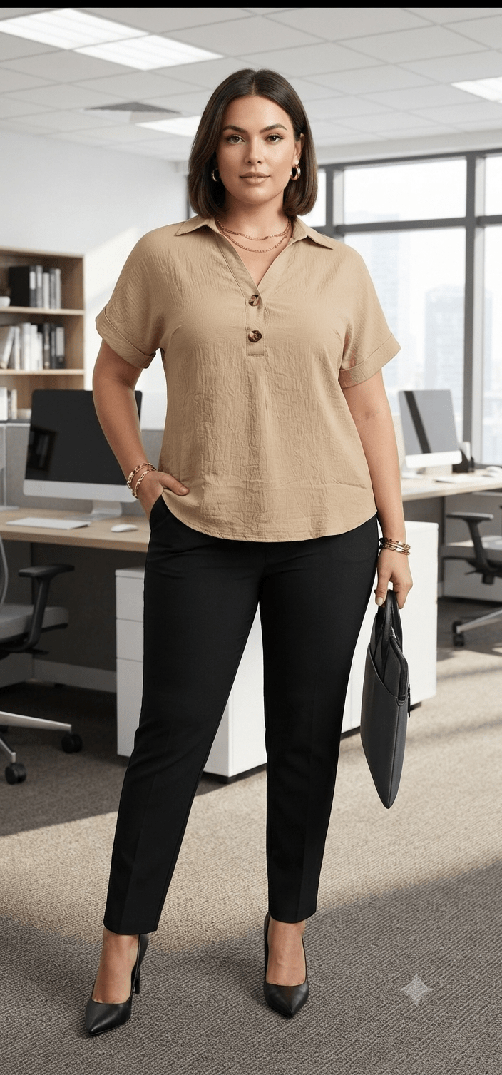 Elegant Dressy Blouse – Stretch Women’s Top - Angelique Boutique