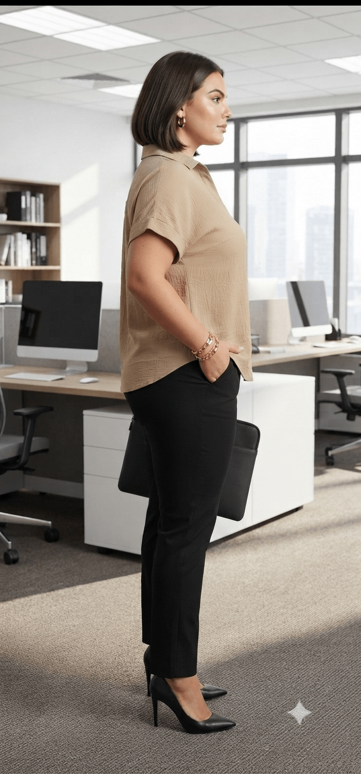 Elegant Dressy Blouse – Stretch Women’s Top - Angelique Boutique
