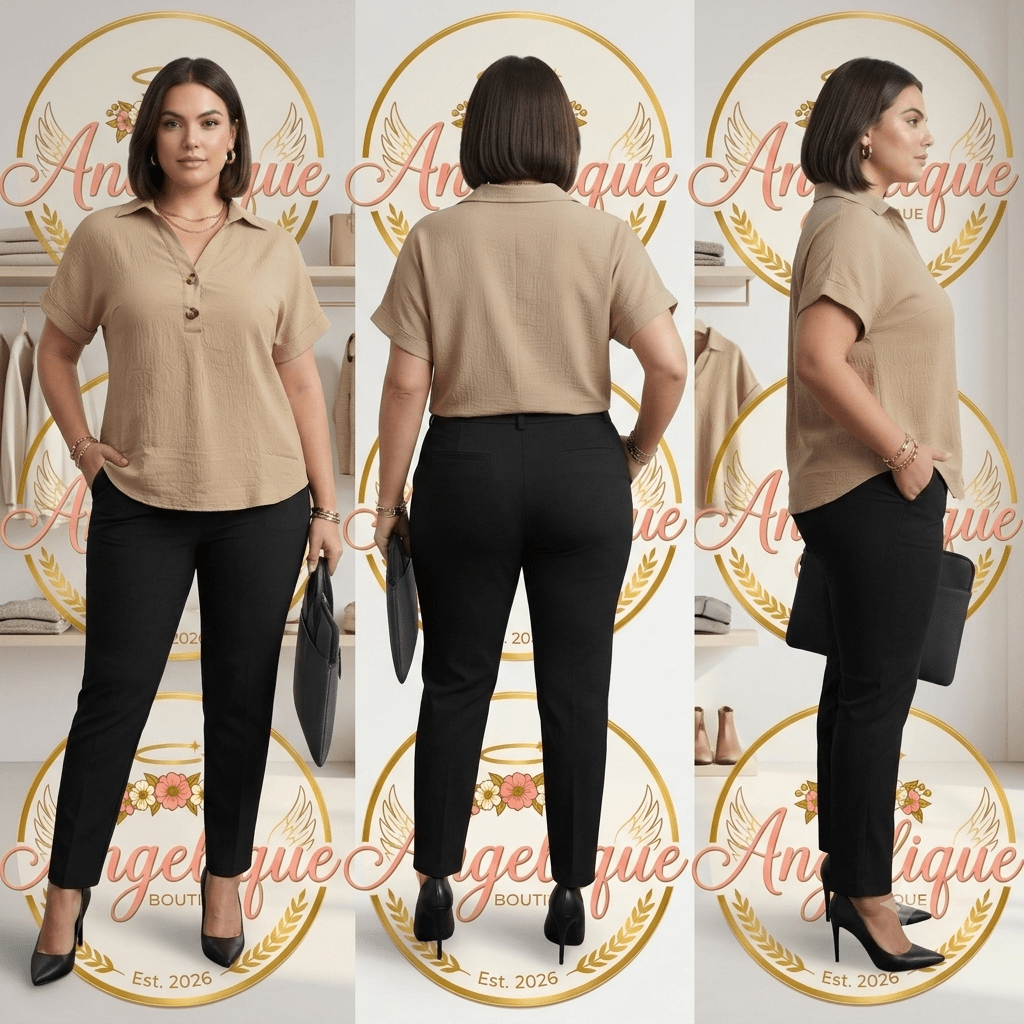 Elegant Dressy Blouse – Stretch Women’s Top - Angelique Boutique