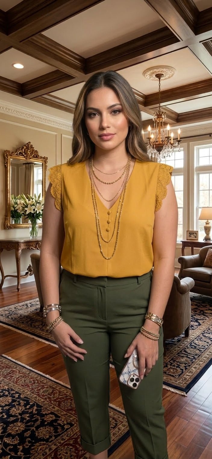 Elegant Stretch Blouse – 95% Polyester 5% Spandex Top for Women - Angelique Boutique
