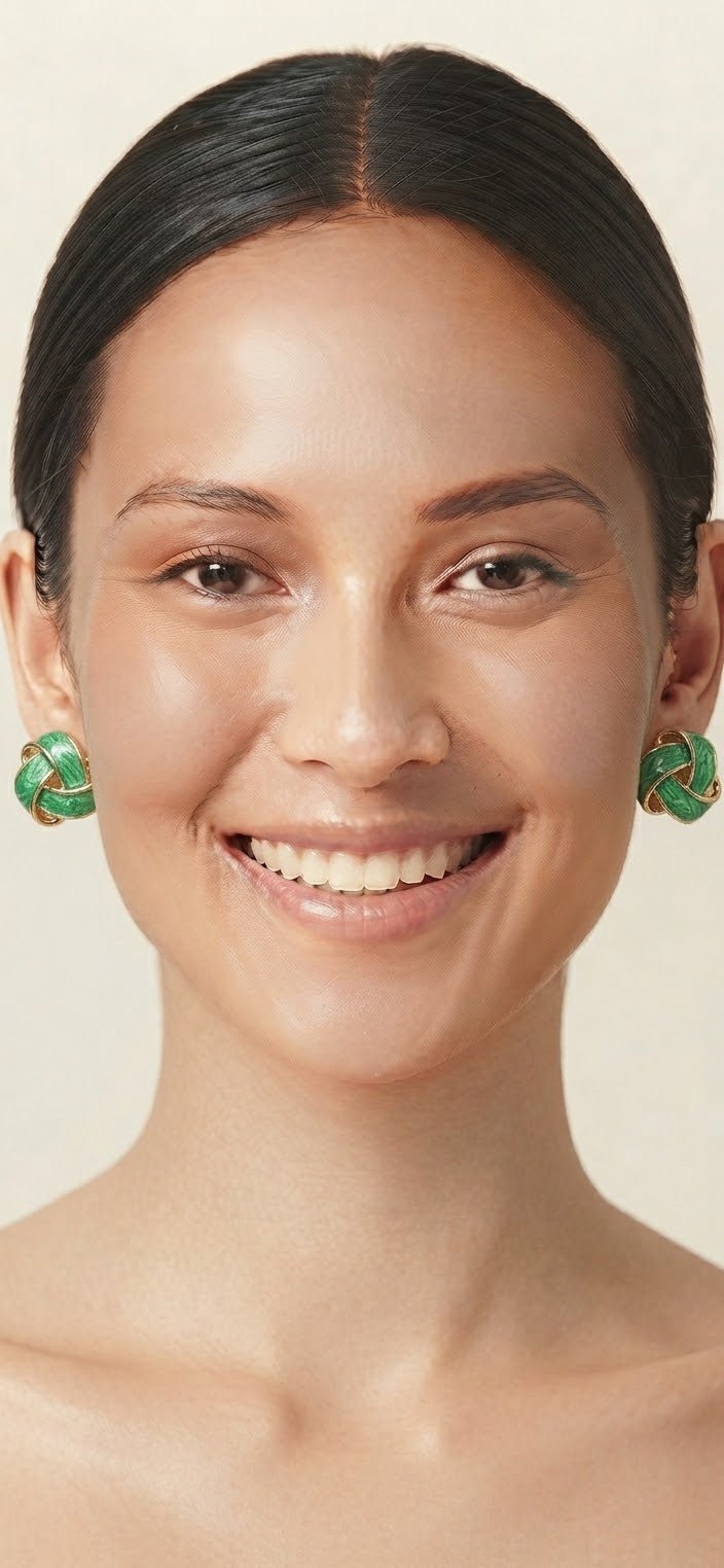 Enamel Knot Stud Earrings – Gold-Tone Stainless Steel - Angelique Boutique