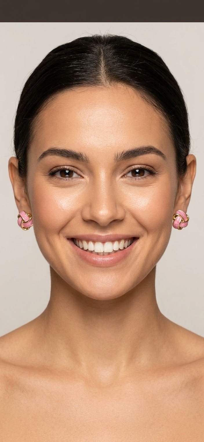 Enamel Knot Stud Earrings – Gold-Tone Stainless Steel - Angelique Boutique