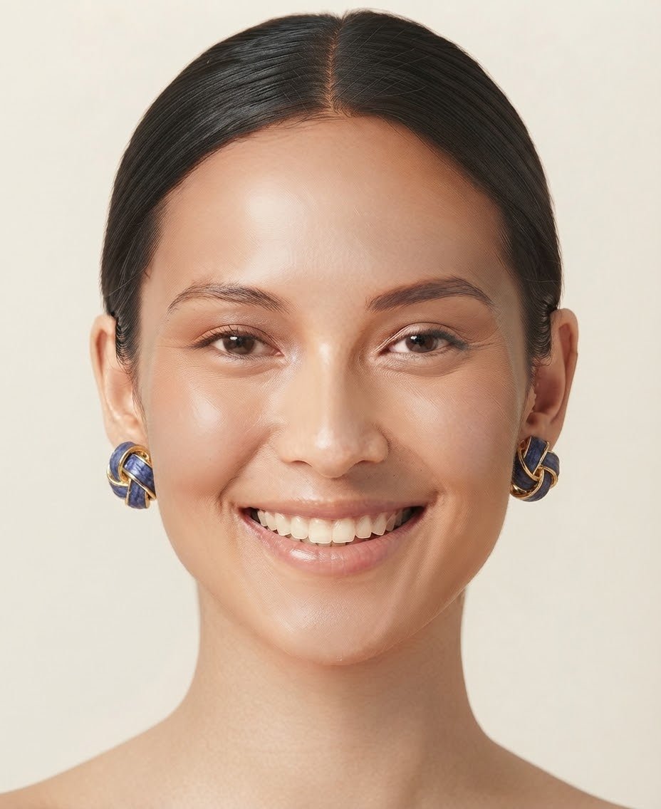 Enamel Knot Stud Earrings – Gold-Tone Stainless Steel - Angelique Boutique