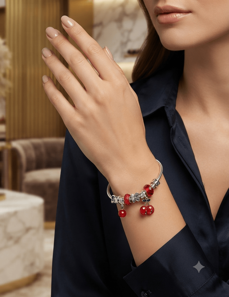 Fashion Fruit Charm Bracelet Silver Gold Tone - Angelique Boutique