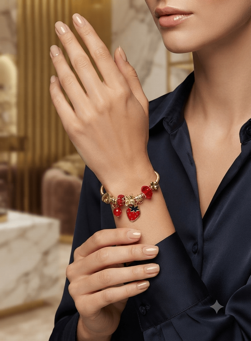 Fashion Fruit Charm Bracelet Silver Gold Tone - Angelique Boutique