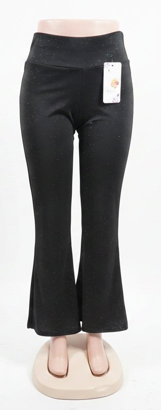 Flared Shimmer Leggings – Glossy Wide Leg Pants for Women - Angelique Boutique