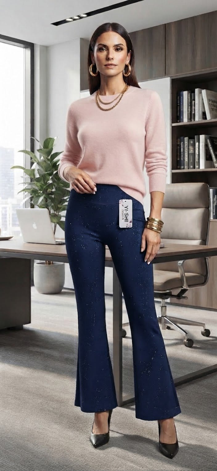 Flared Shimmer Leggings – Glossy Wide Leg Pants for Women - Angelique Boutique