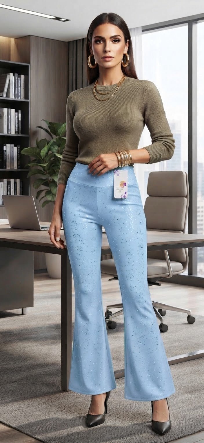 Flared Shimmer Leggings – Glossy Wide Leg Pants for Women - Angelique Boutique