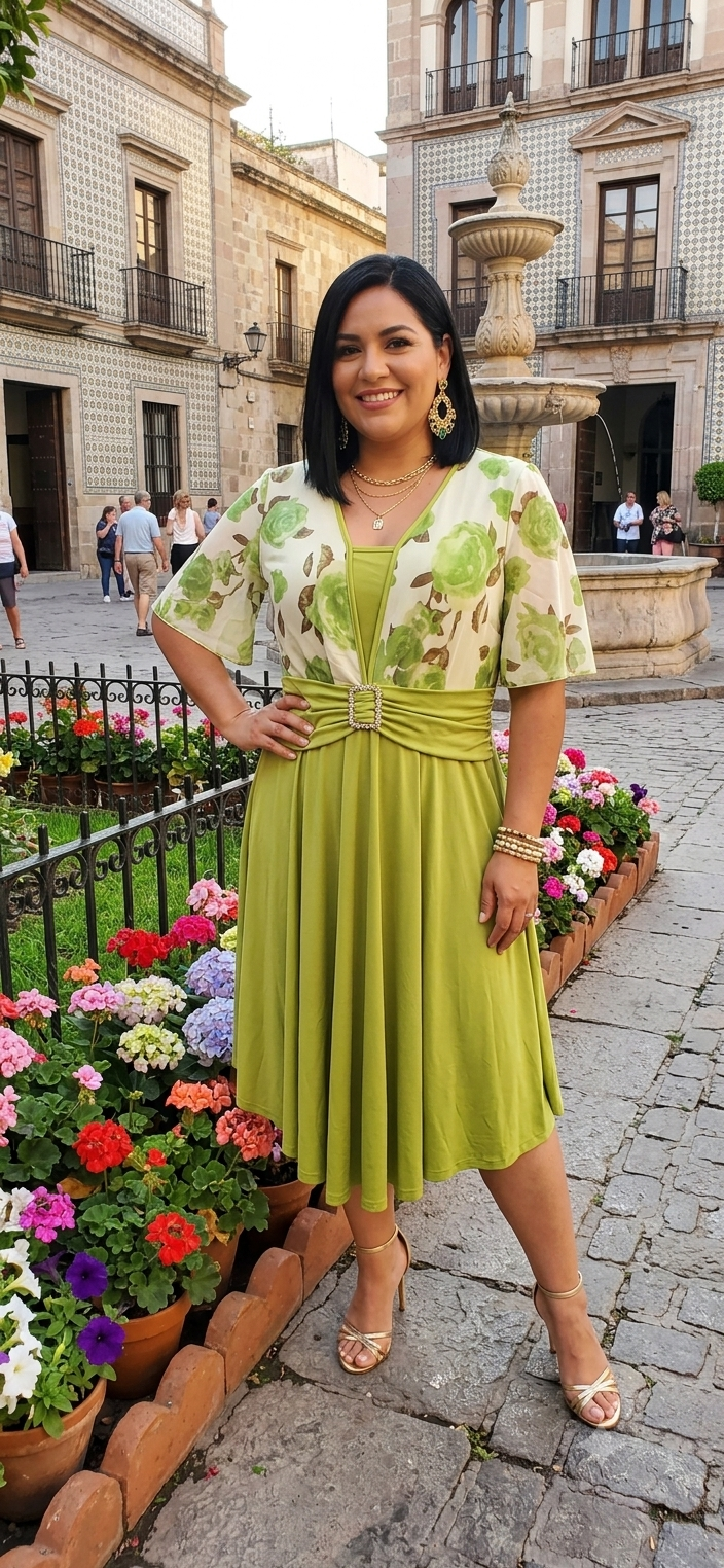 Floral Bolero Pleated Midi Dress w/ Belt - Angelique Boutique
