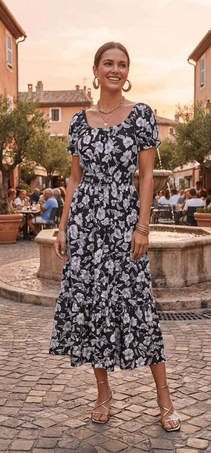 Floral Print Dress for Women – Casual & Elegant Style - Angelique Boutique