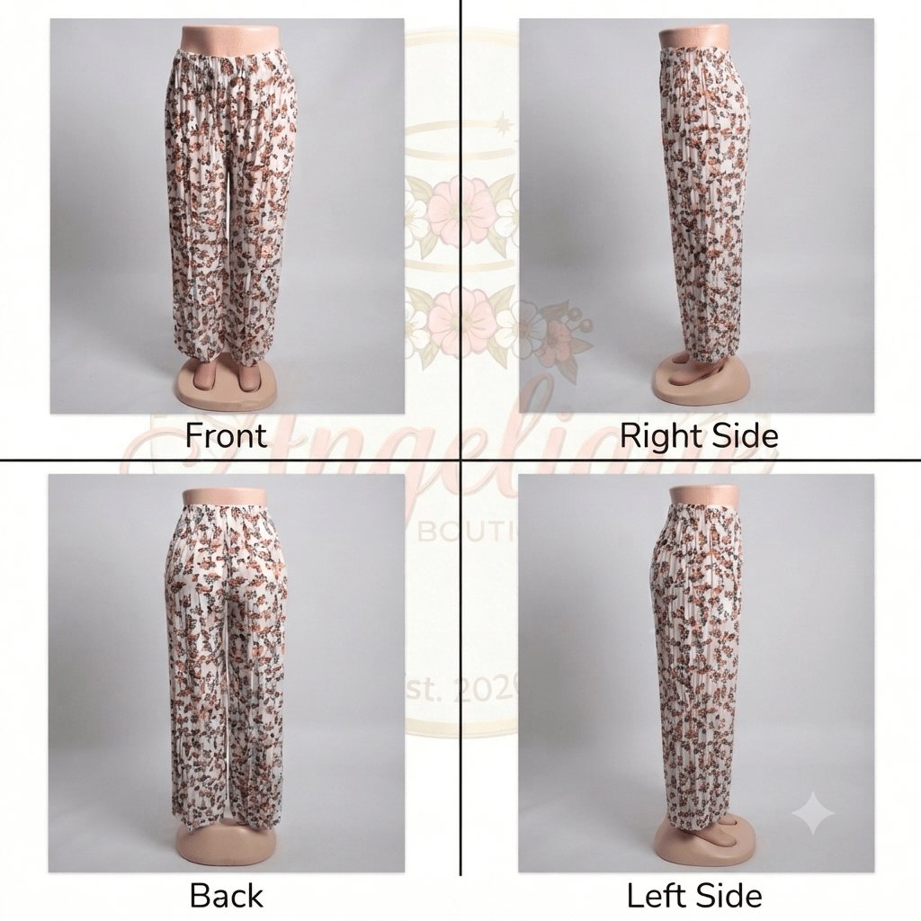 Floral Print Palazzo Pants – Wide Leg Boho Trousers - Angelique Boutique