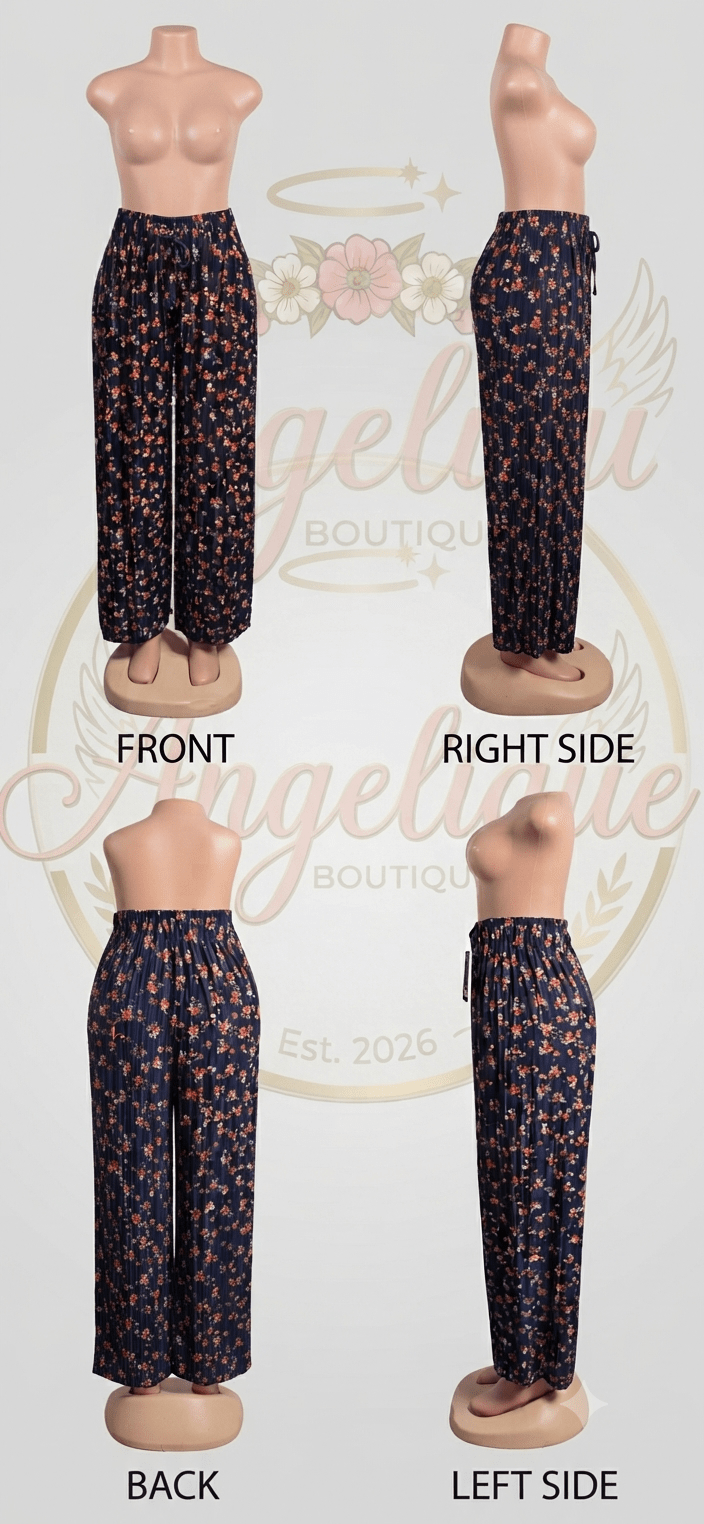 Floral Print Palazzo Pants – Wide Leg Boho Trousers - Angelique Boutique
