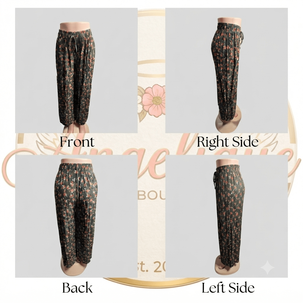 Floral Print Palazzo Pants – Wide Leg Boho Trousers - Angelique Boutique