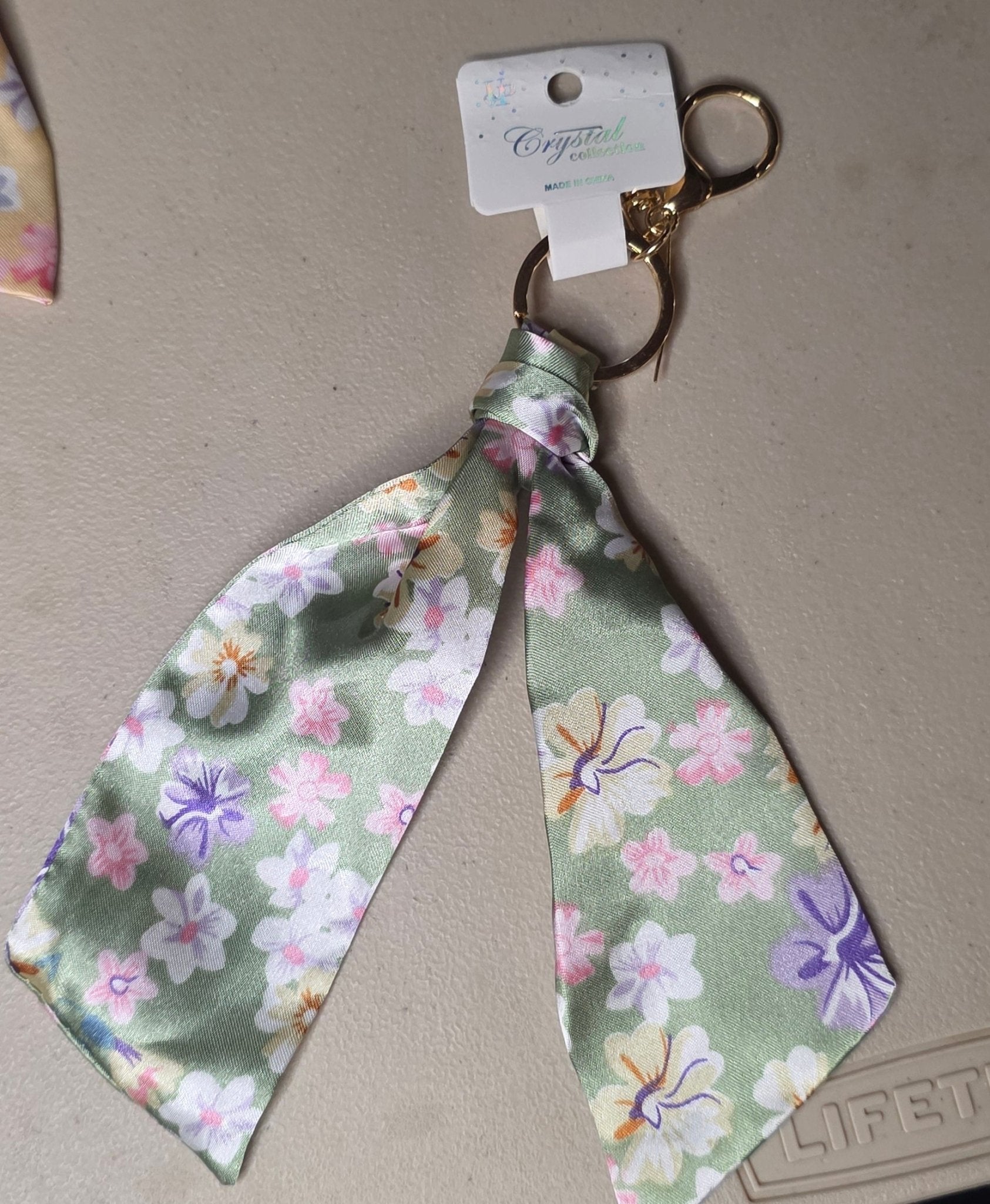 Floral Scarf Keychain – Bag Charm Multiple Colors - Angelique Boutique
