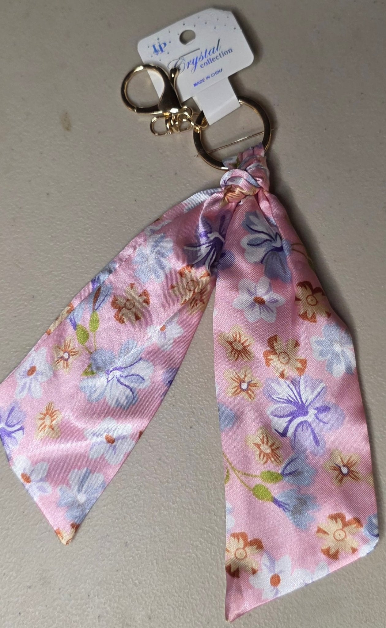 Floral Scarf Keychain – Bag Charm Multiple Colors - Angelique Boutique