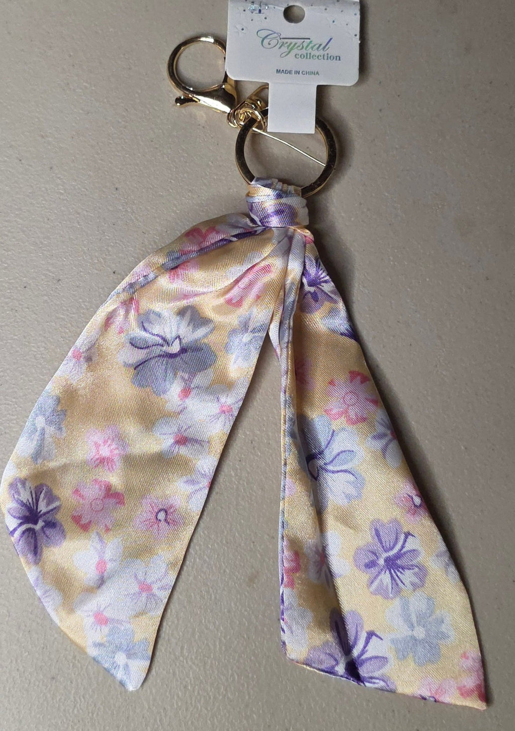 Floral Scarf Keychain – Bag Charm Multiple Colors - Angelique Boutique