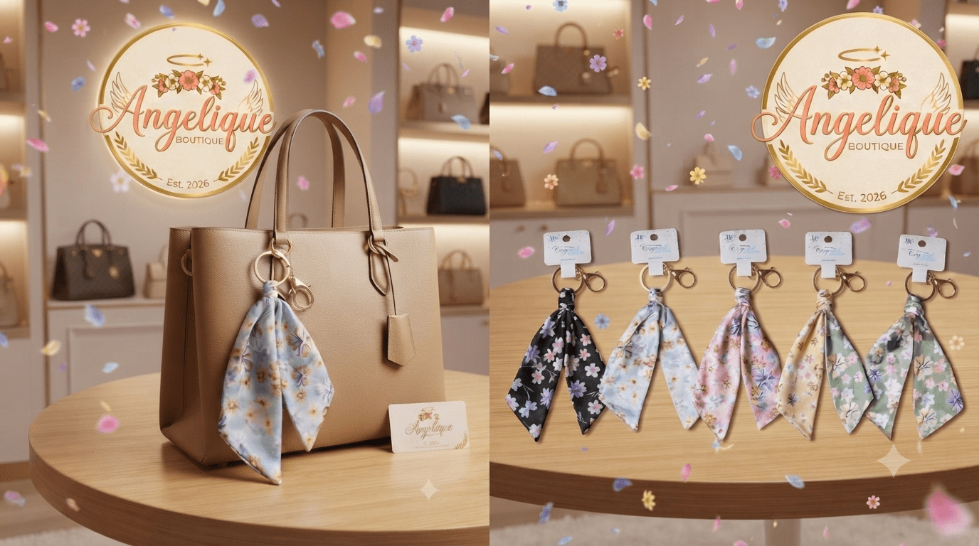 Floral Scarf Keychain – Bag Charm Multiple Colors - Angelique Boutique