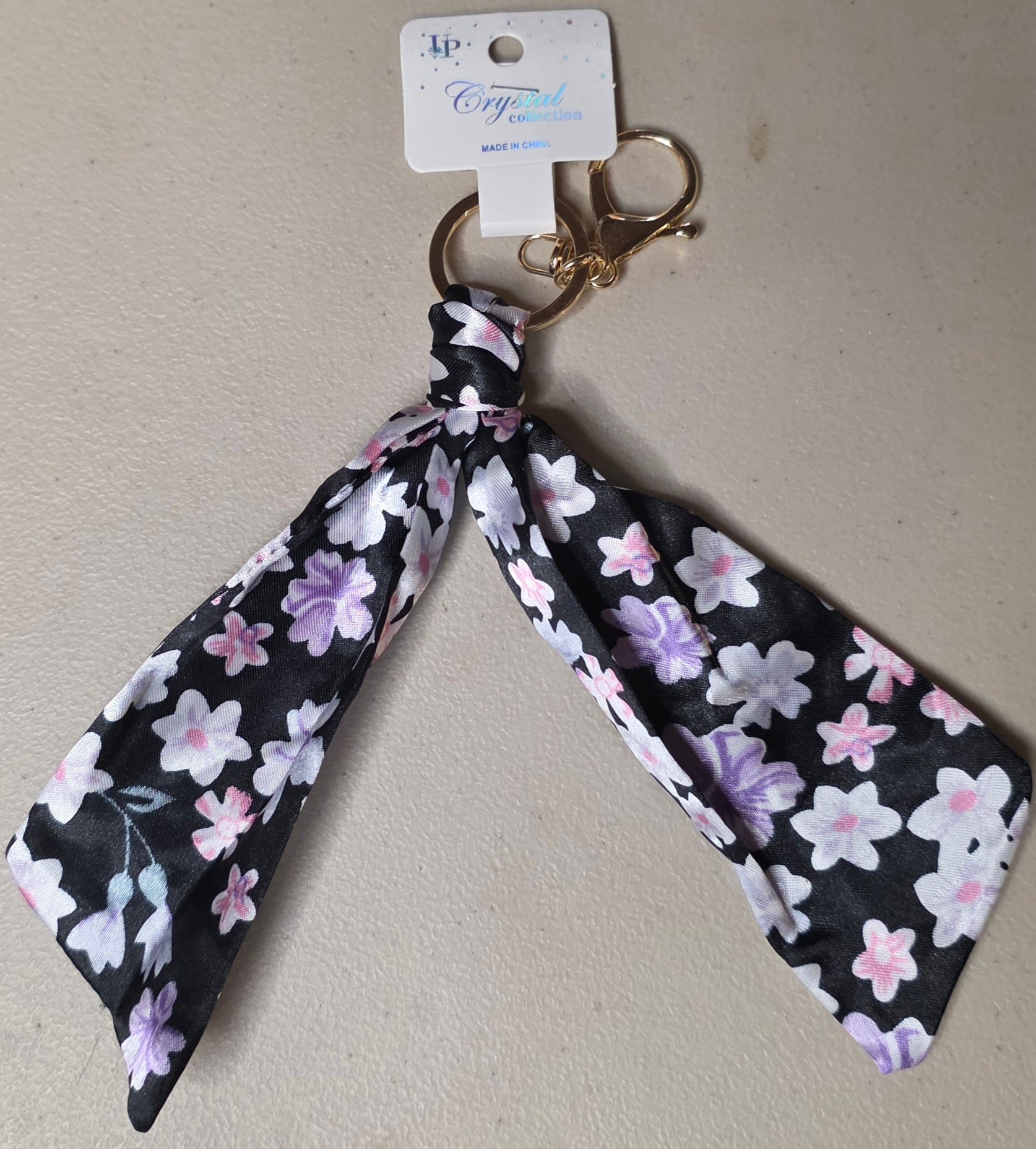 Floral Scarf Keychain – Bag Charm Multiple Colors - Angelique Boutique