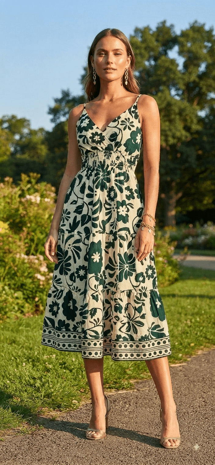Floral Spaghetti Strap Midi Dress for Women – 4 Colors - Angelique Boutique