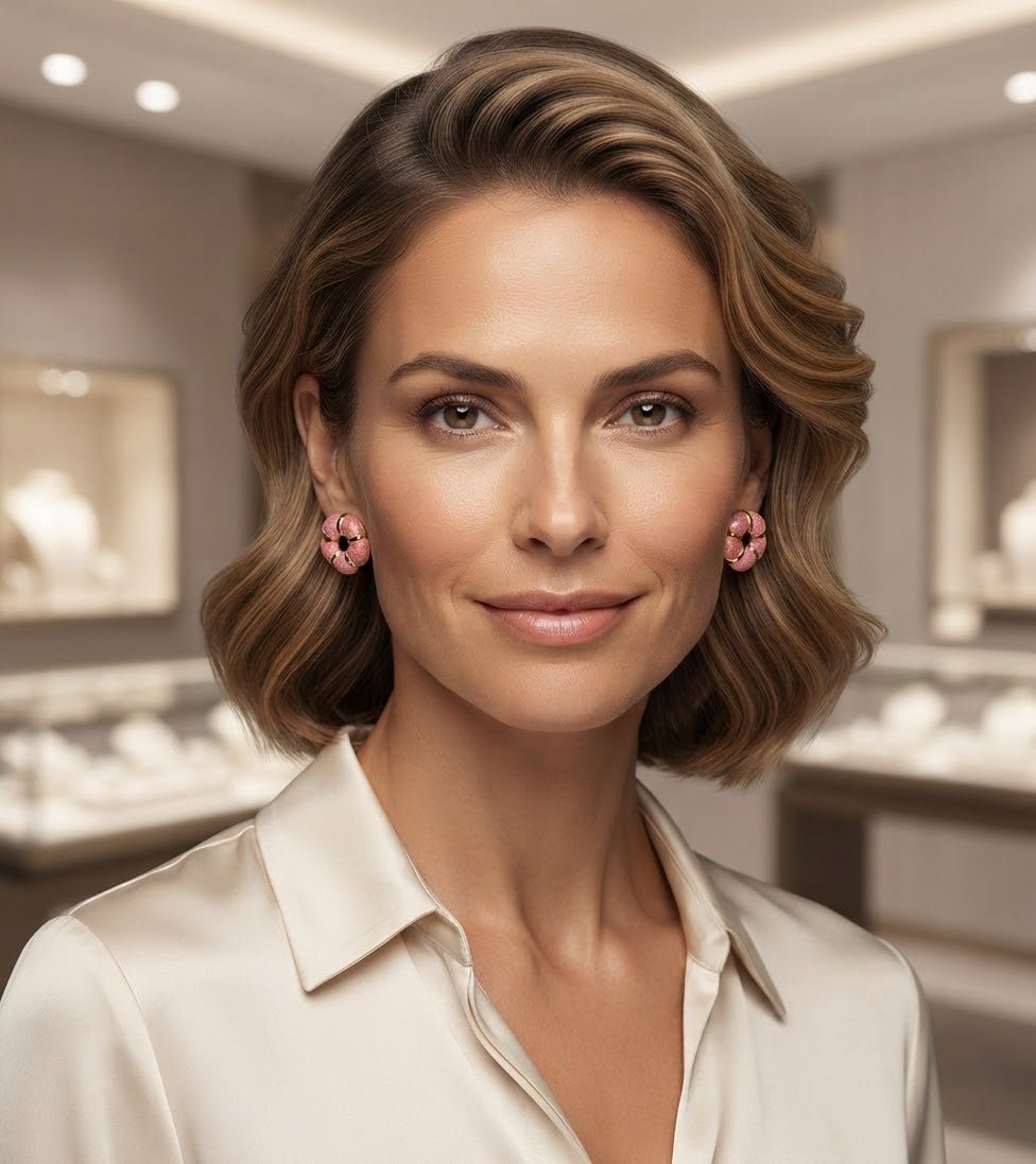 Floral Stainless Steel Earrings for Women – Gold Studs - Angelique Boutique