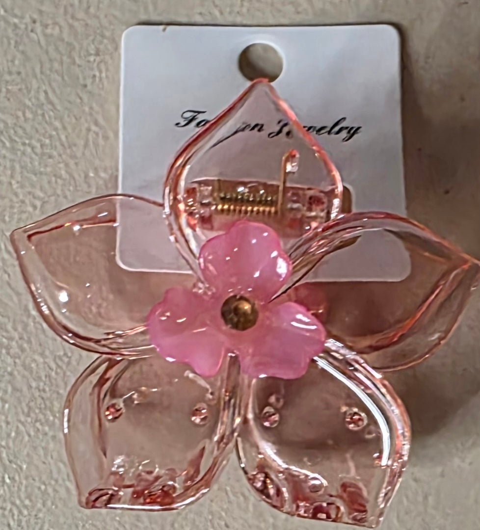 Flower Hair Claw Clip – Translucent Floral Design 6 Colors - Angelique Boutique