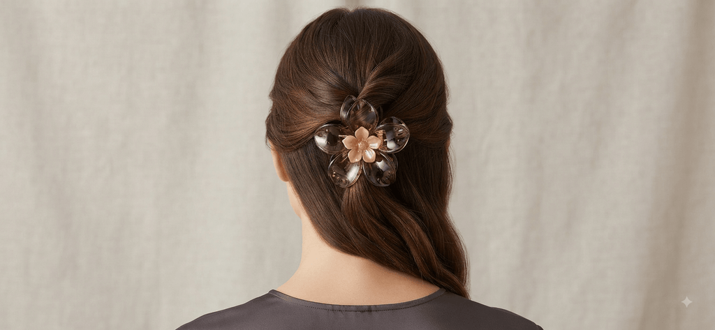 Flower Hair Claw Clip – Translucent Floral Design 6 Colors - Angelique Boutique