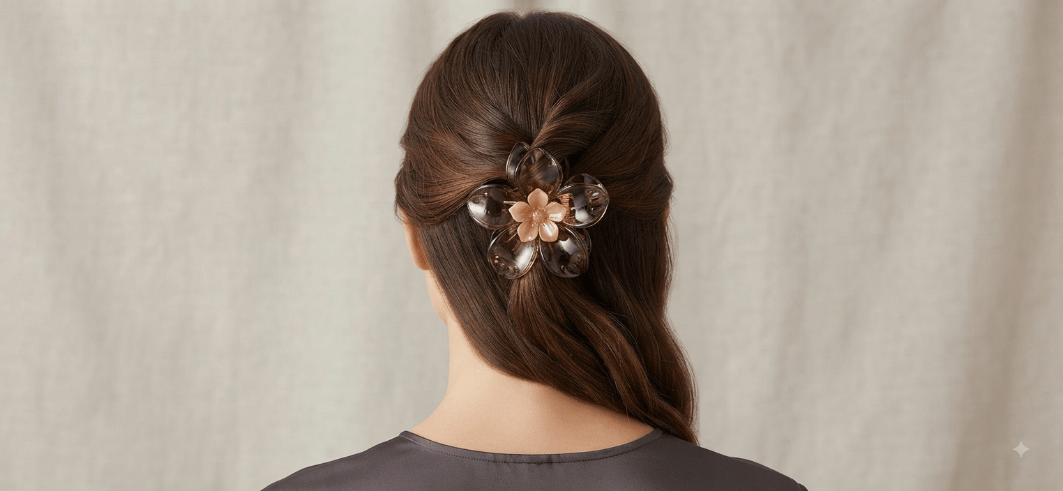 Flower Hair Claw Clip – Translucent Floral Design 6 Colors - Angelique Boutique