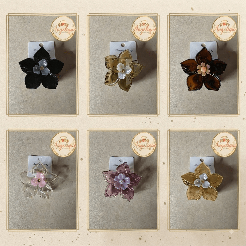 Flower Hair Claw Clip – Translucent Floral Design 6 Colors - Angelique Boutique