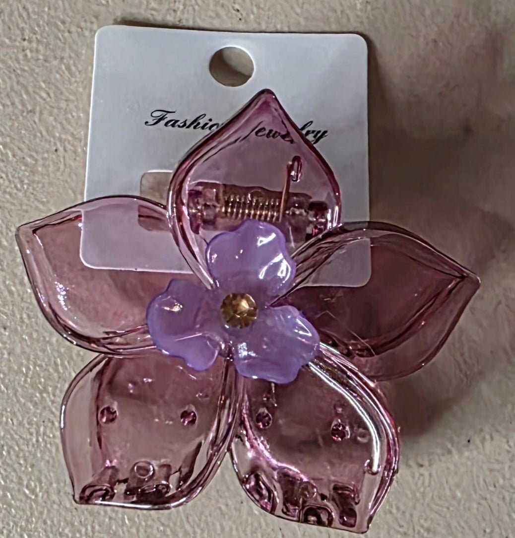 Flower Hair Claw Clip – Translucent Floral Design 6 Colors - Angelique Boutique