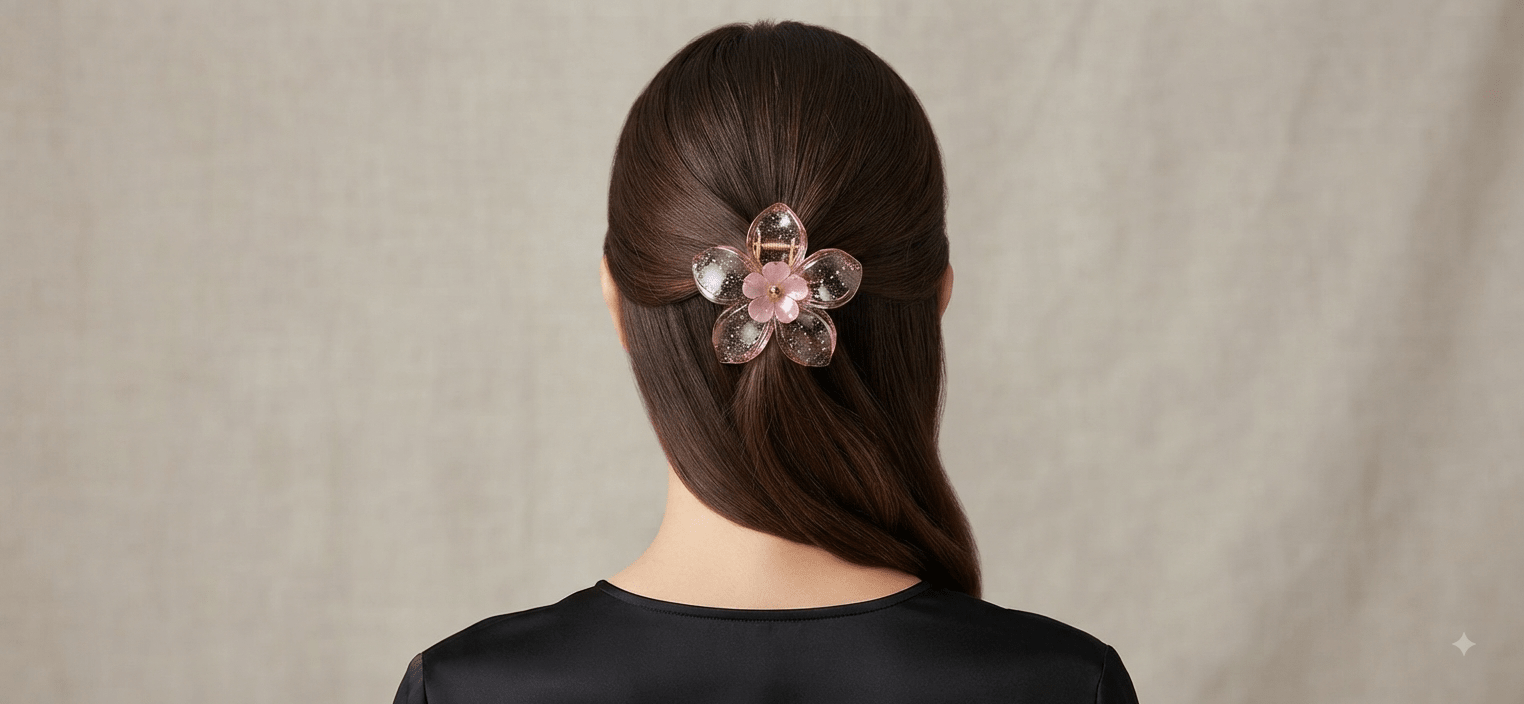 Flower Hair Claw Clip – Translucent Floral Design 6 Colors - Angelique Boutique
