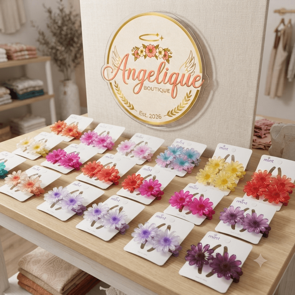 Flower Hair Clips Set of 2 – 12 Colors - Angelique Boutique