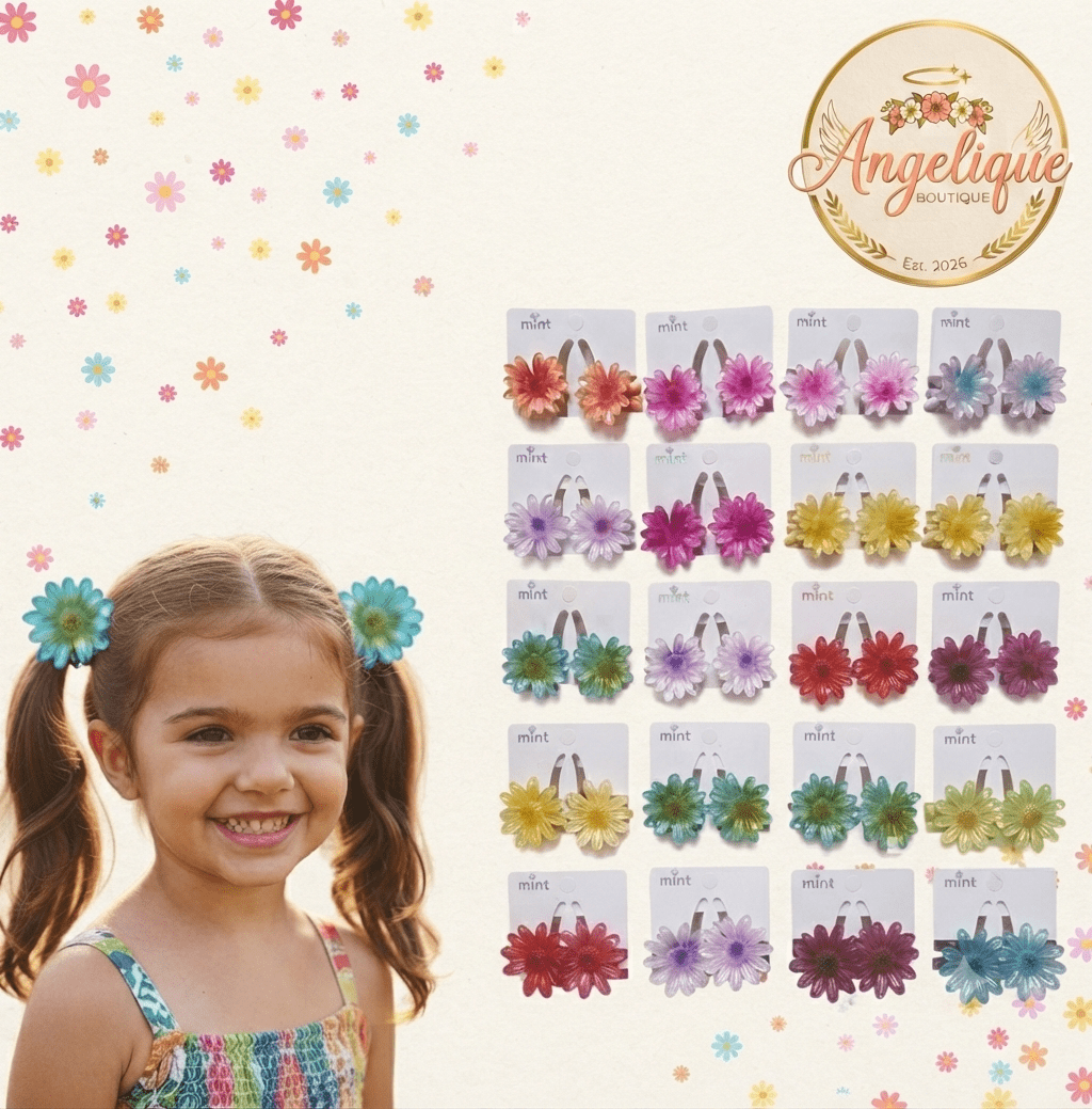 Flower Hair Clips Set of 2 – 12 Colors - Angelique Boutique