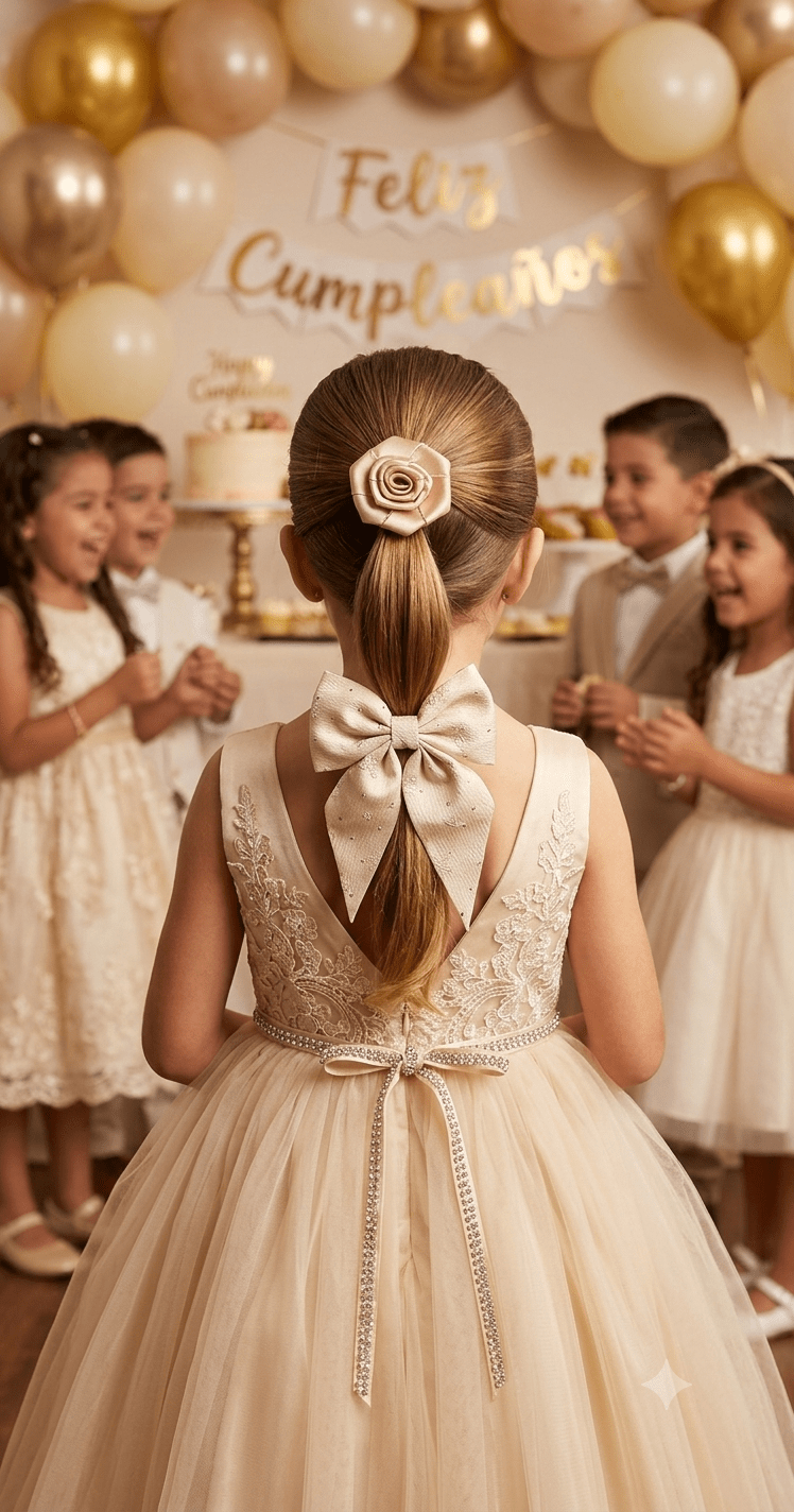 Girls Hair Bow & Rose Scrunchie Set 2 Pcs – Rhinestone 4 Colors - Angelique Boutique