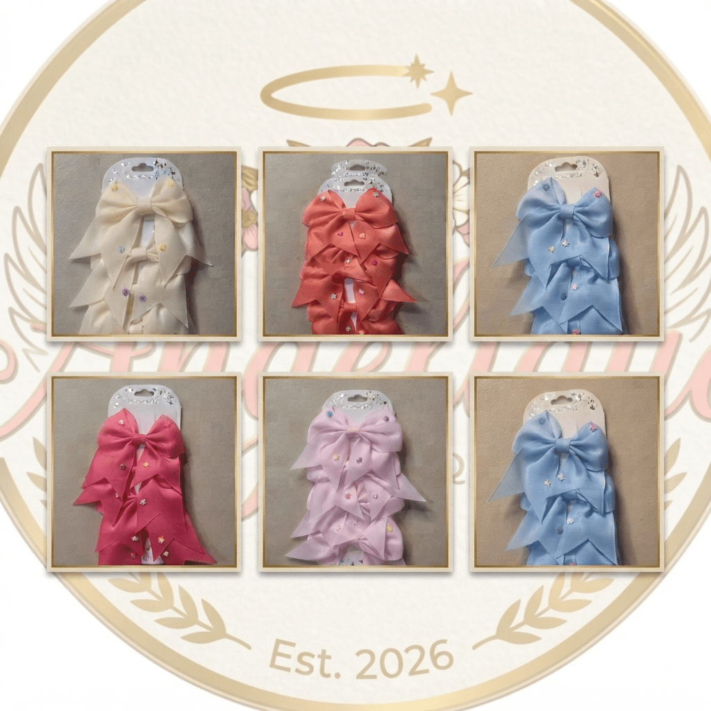 Girls Hair Bows Set of 4 – Colorful Bow Clips for Kids - Angelique Boutique