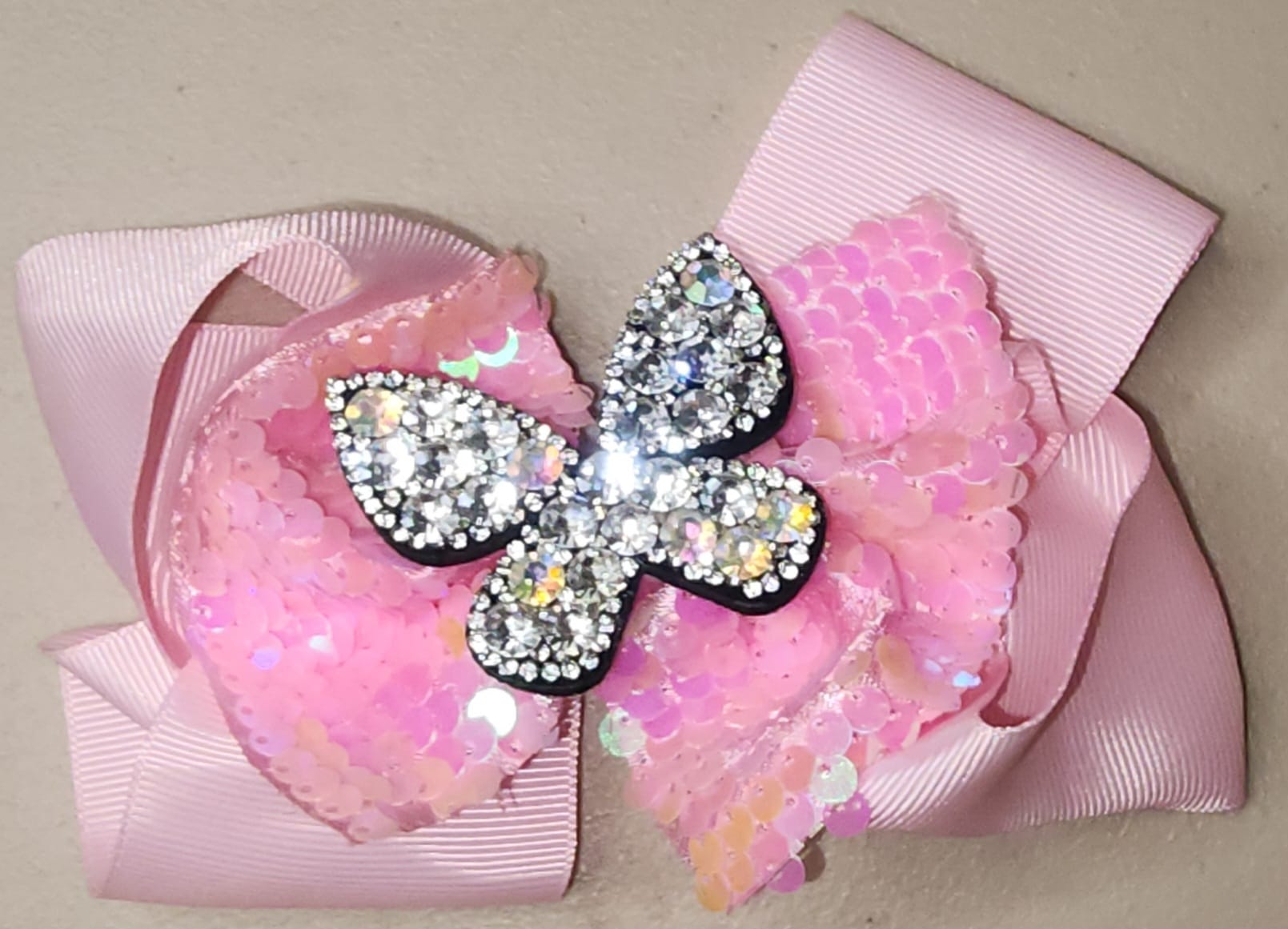 Glitter Butterfly Big Hair Bow Clip for Girls - Angelique Boutique