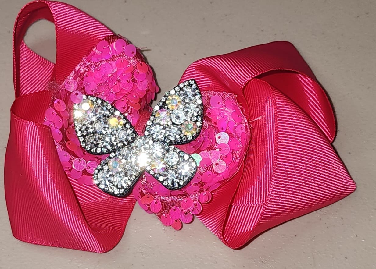 Glitter Butterfly Big Hair Bow Clip for Girls - Angelique Boutique