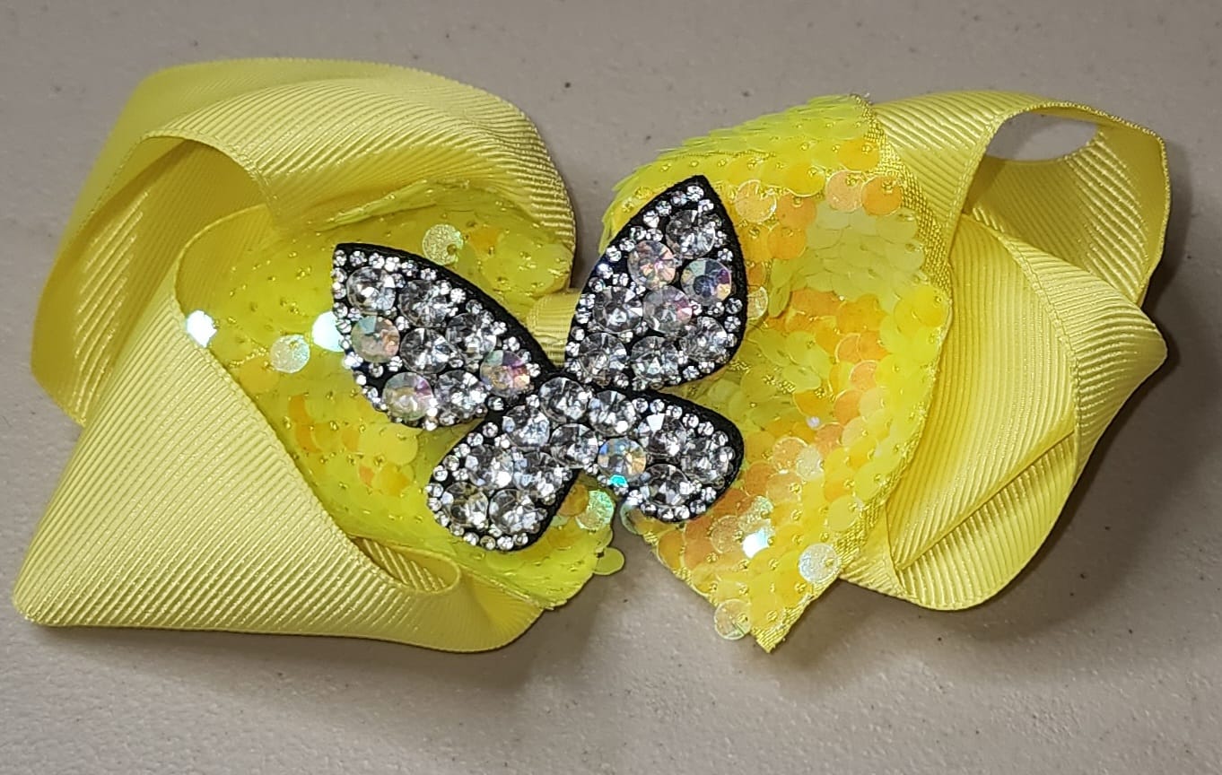 Glitter Butterfly Big Hair Bow Clip for Girls - Angelique Boutique