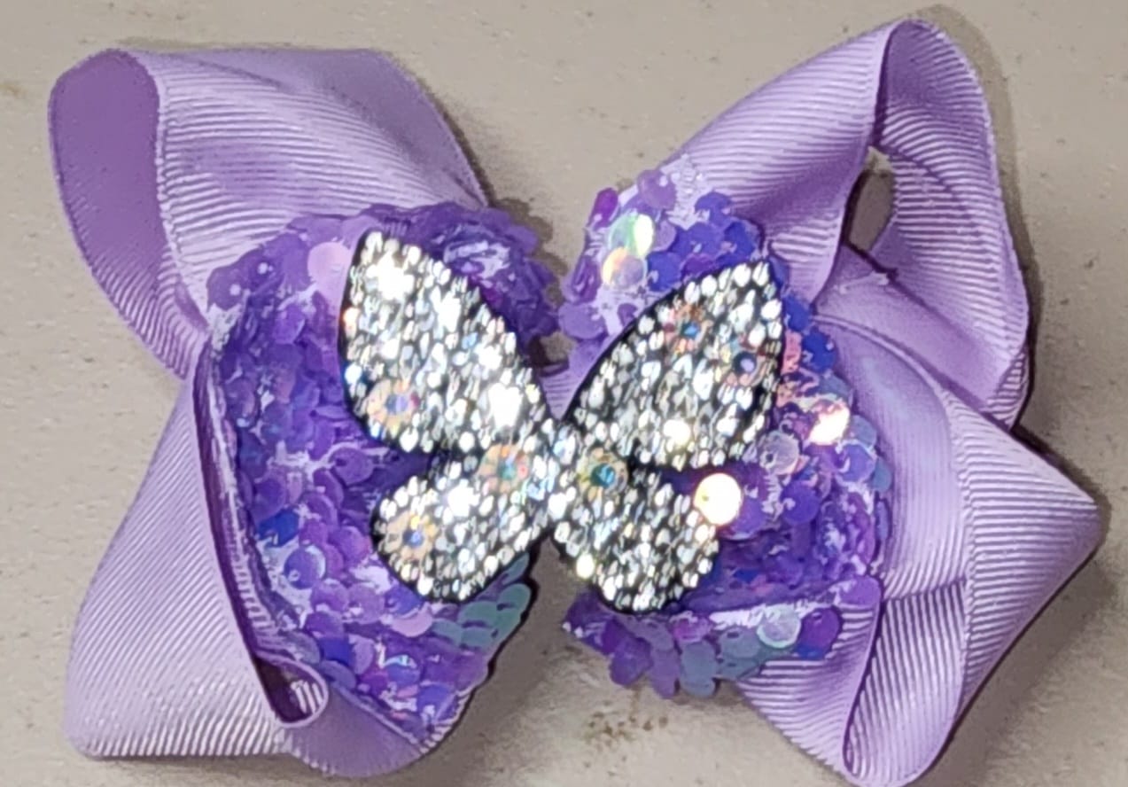 Glitter Butterfly Big Hair Bow Clip for Girls - Angelique Boutique