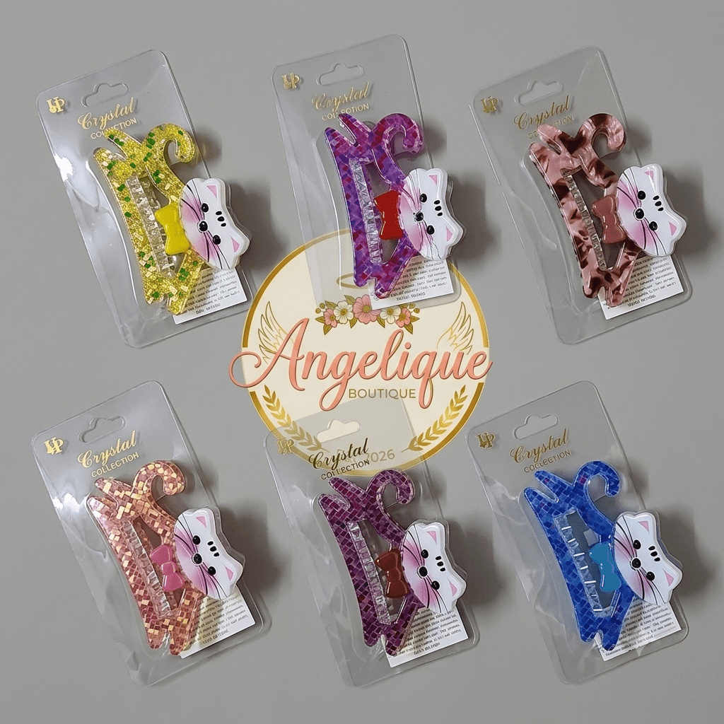 Glitter Cat Hair Clips – 6 Colors for Women & Girls - Angelique Boutique