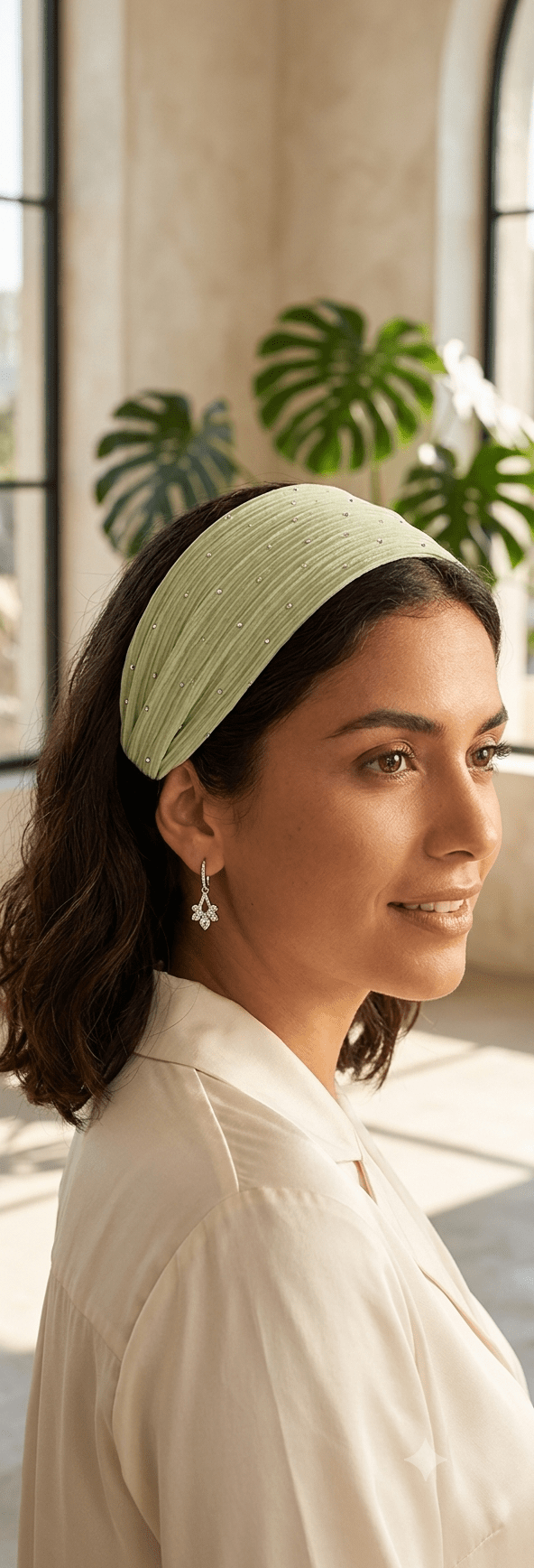 Glitter Elastic Wide Headband for Women – Rhinestone 7 Colors - Angelique Boutique