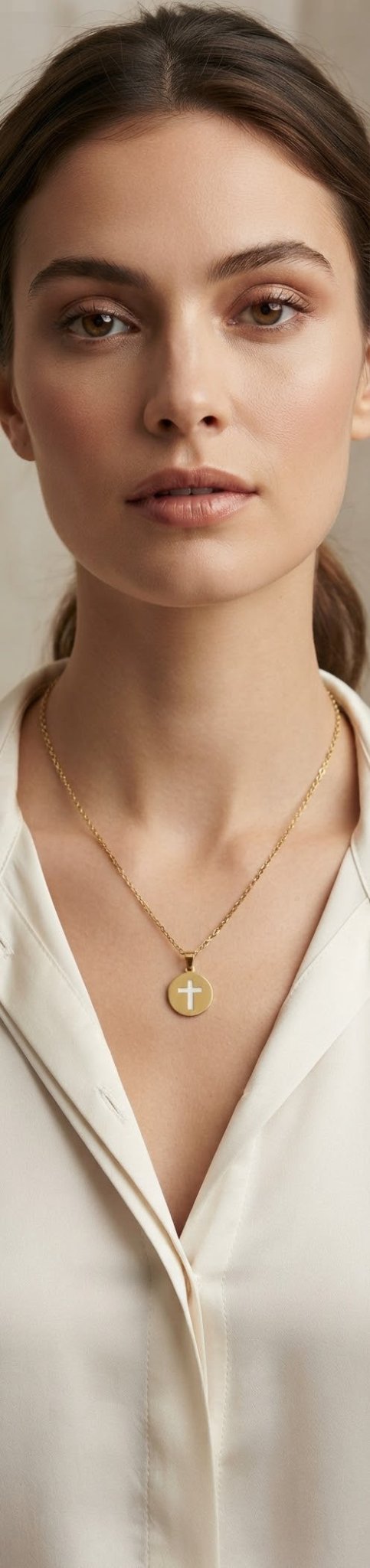 Gold Cross Chain Necklace Colored Medal Stainless Steel - Angelique Boutique