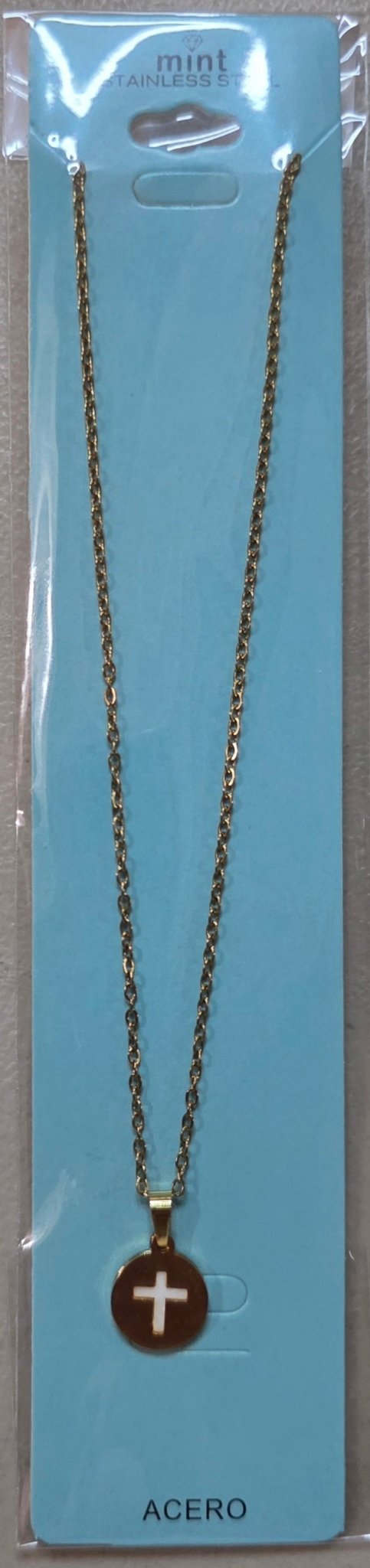 Gold Cross Chain Necklace Colored Medal Stainless Steel - Angelique Boutique
