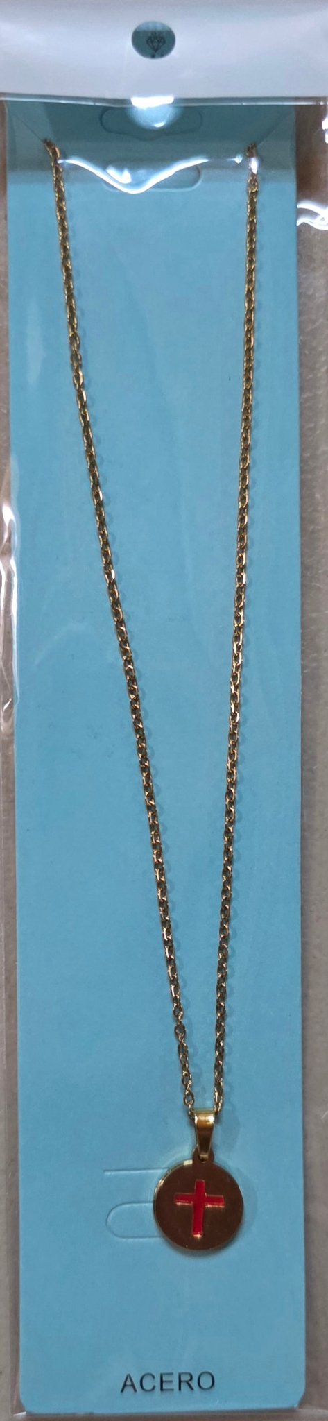 Gold Cross Chain Necklace Colored Medal Stainless Steel - Angelique Boutique