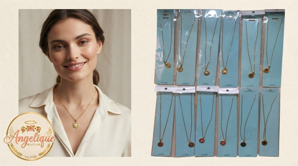 Gold Cross Chain Necklace Colored Medal Stainless Steel - Angelique Boutique