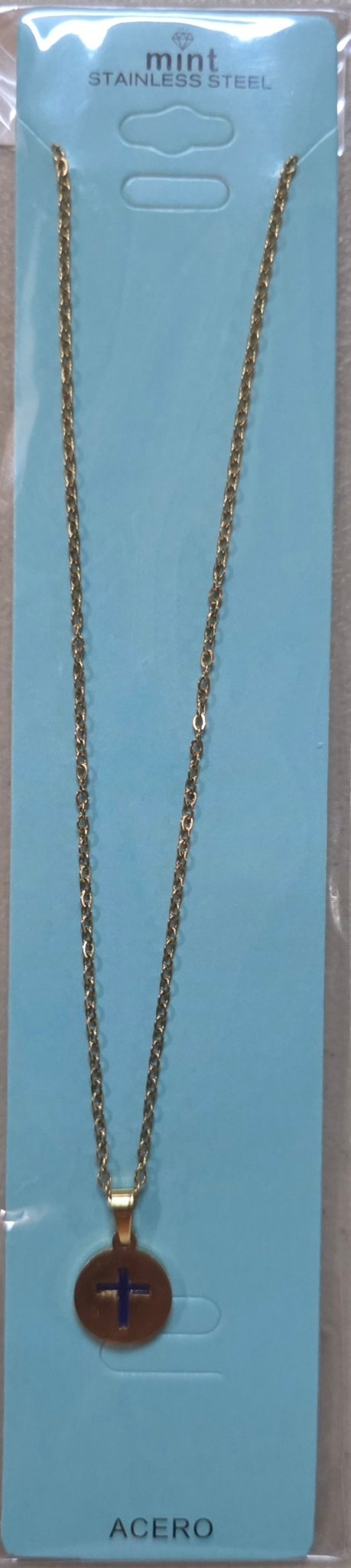 Gold Cross Chain Necklace Colored Medal Stainless Steel - Angelique Boutique