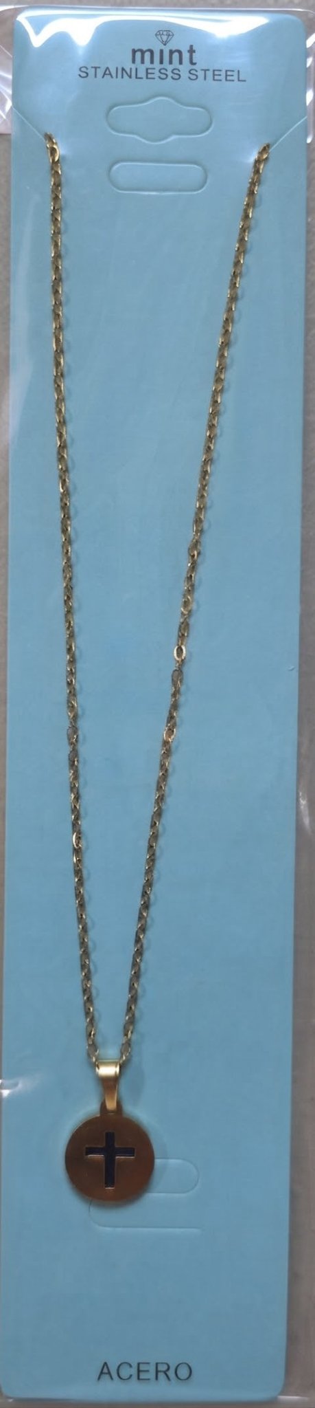 Gold Cross Chain Necklace Colored Medal Stainless Steel - Angelique Boutique